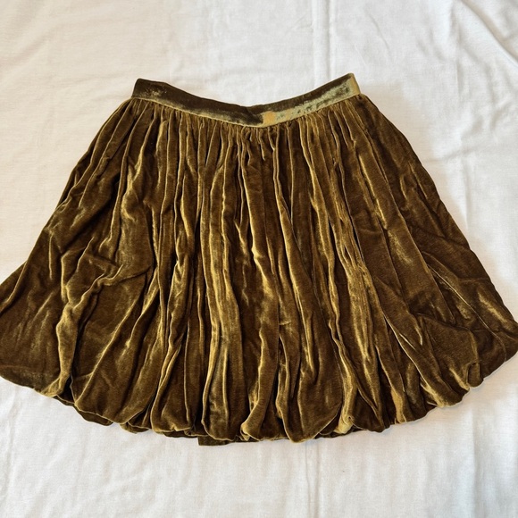 NEW Rebecca Taylor 4 Golden Velvet Mini Skirt ~ Bubble Hem Party Festive - Picture 4 of 8